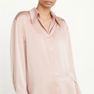NWT VINCE RUCHED SILK BLOUSE